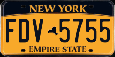 NY license plate FDV5755