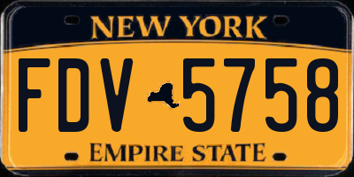 NY license plate FDV5758