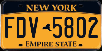 NY license plate FDV5802