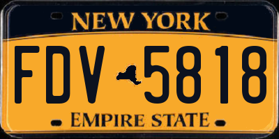 NY license plate FDV5818