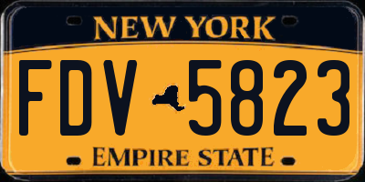 NY license plate FDV5823