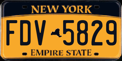 NY license plate FDV5829