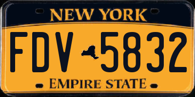 NY license plate FDV5832
