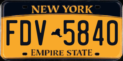 NY license plate FDV5840