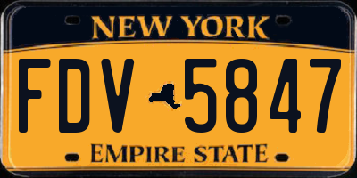 NY license plate FDV5847