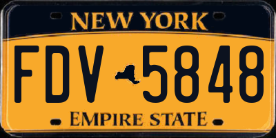 NY license plate FDV5848
