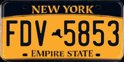NY license plate FDV5853