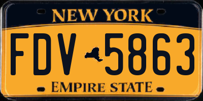 NY license plate FDV5863