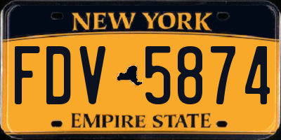 NY license plate FDV5874