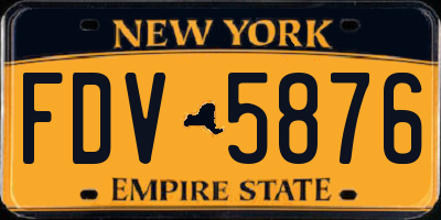 NY license plate FDV5876
