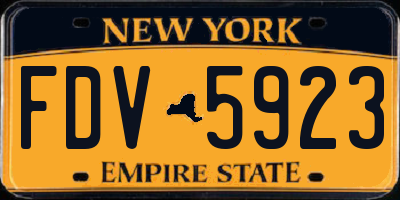 NY license plate FDV5923