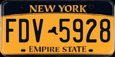 NY license plate FDV5928