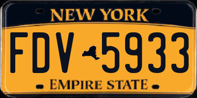 NY license plate FDV5933