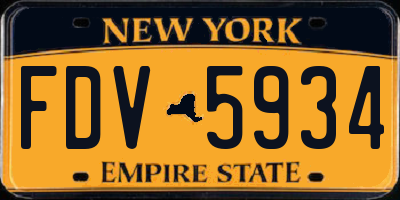 NY license plate FDV5934