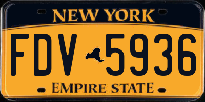 NY license plate FDV5936