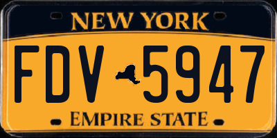 NY license plate FDV5947