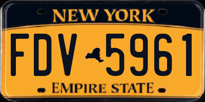 NY license plate FDV5961