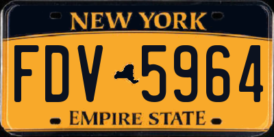NY license plate FDV5964