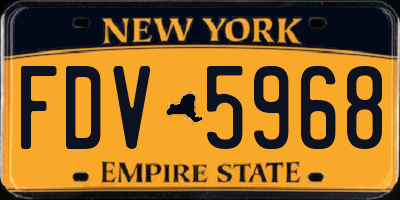 NY license plate FDV5968