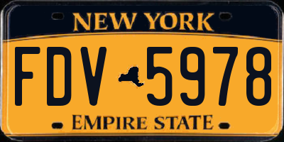 NY license plate FDV5978