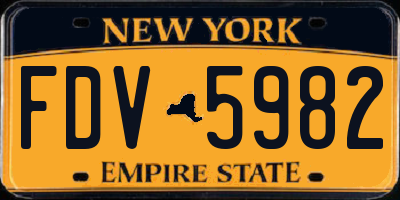 NY license plate FDV5982