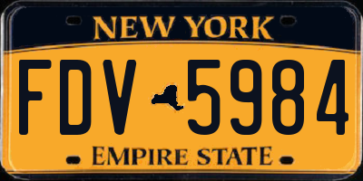 NY license plate FDV5984