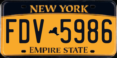 NY license plate FDV5986
