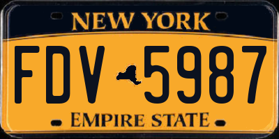 NY license plate FDV5987