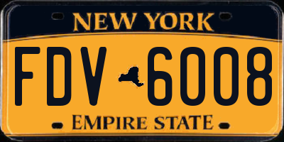 NY license plate FDV6008