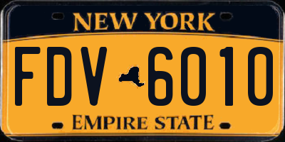 NY license plate FDV6010