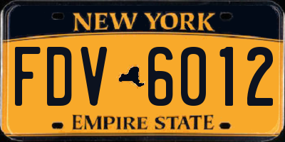 NY license plate FDV6012