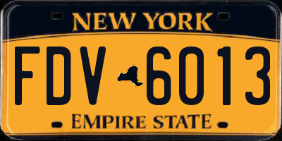 NY license plate FDV6013