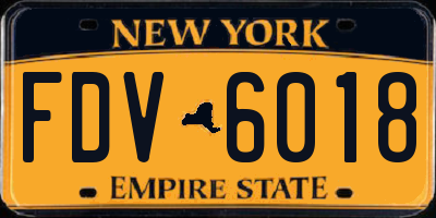 NY license plate FDV6018