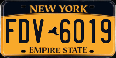 NY license plate FDV6019