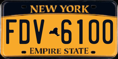 NY license plate FDV6100