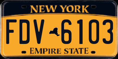 NY license plate FDV6103