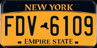 NY license plate FDV6109