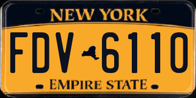 NY license plate FDV6110