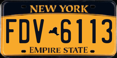 NY license plate FDV6113