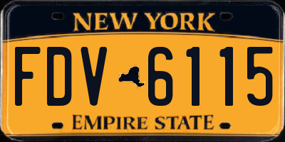 NY license plate FDV6115