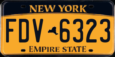 NY license plate FDV6323