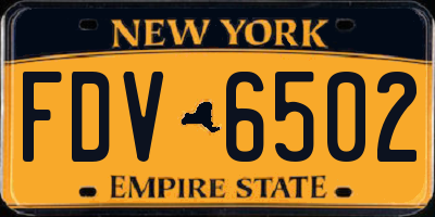 NY license plate FDV6502