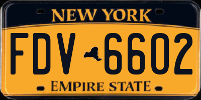NY license plate FDV6602