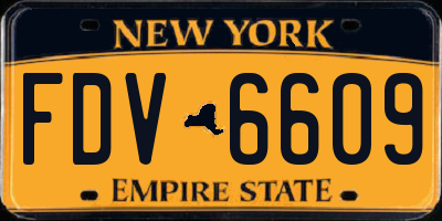 NY license plate FDV6609