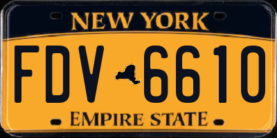 NY license plate FDV6610