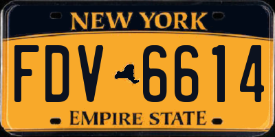 NY license plate FDV6614