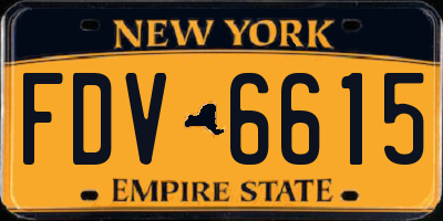 NY license plate FDV6615