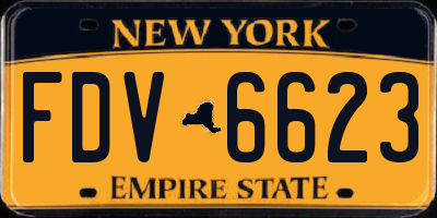 NY license plate FDV6623