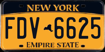 NY license plate FDV6625