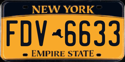 NY license plate FDV6633